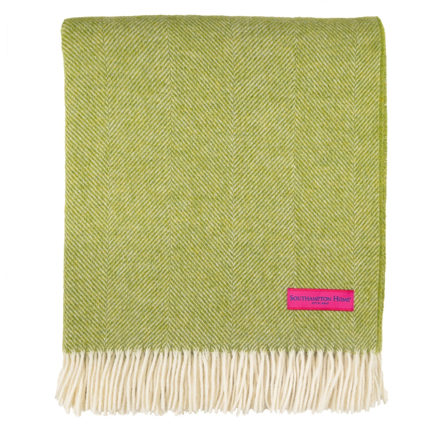 Southampton Home Shetland Lambswool Herringbone Throw – Lime | Woven in England - Osadia Concept Store