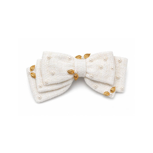 Chic White Tweed Harmony Barrette