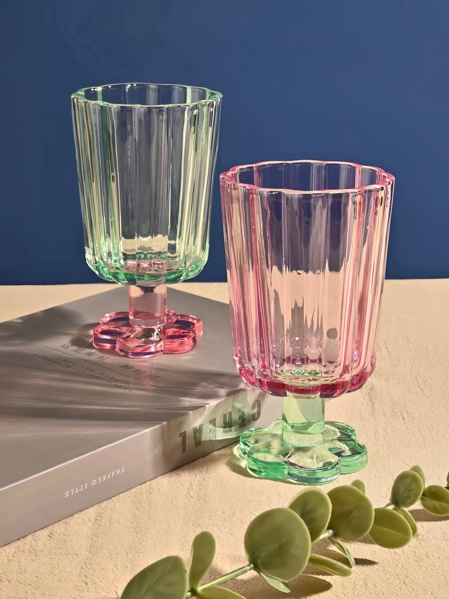 Hand Blown Petal Goblets - Cute Whimsical Colored Wine Glasses