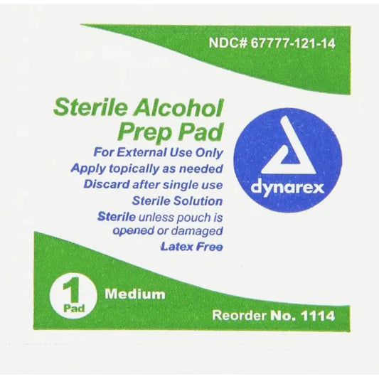 Dynarex Sterile Alcohol Prep Pads Medium 20/100/cs