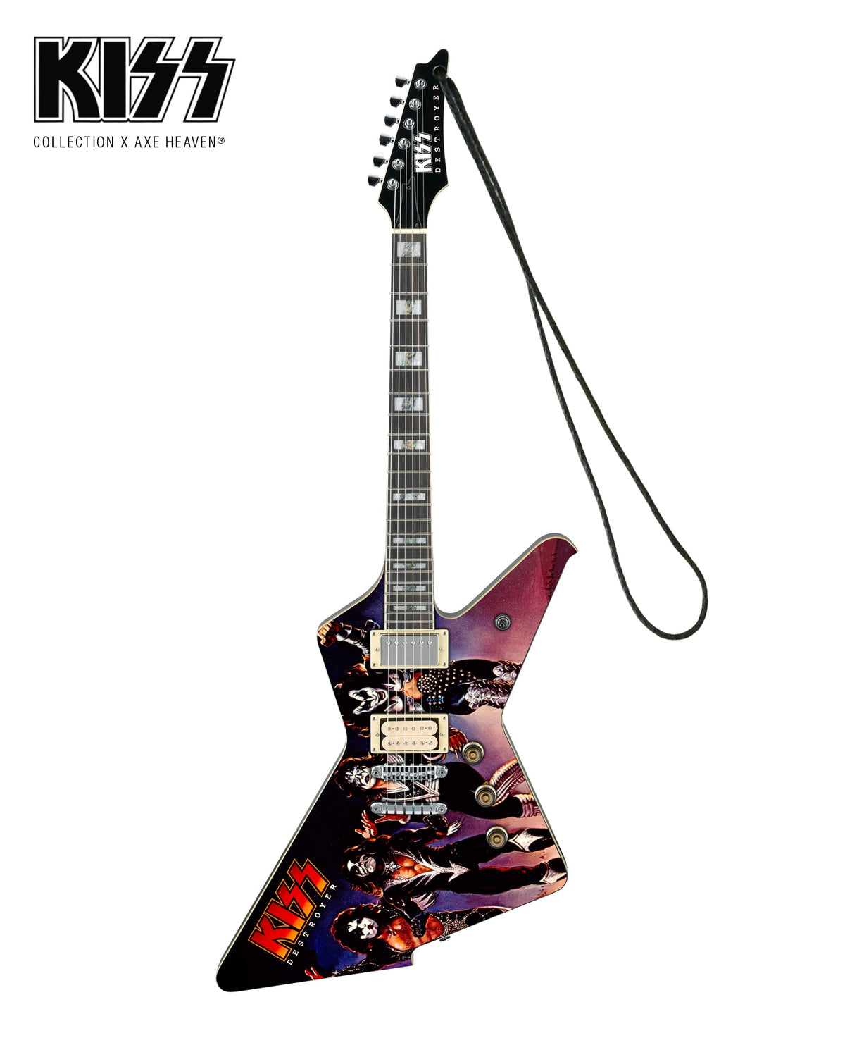 6" KISS® Destroyer Album Tribute ICEMAN Mini Guitar Ornament - Handcrafted from Solid Wood