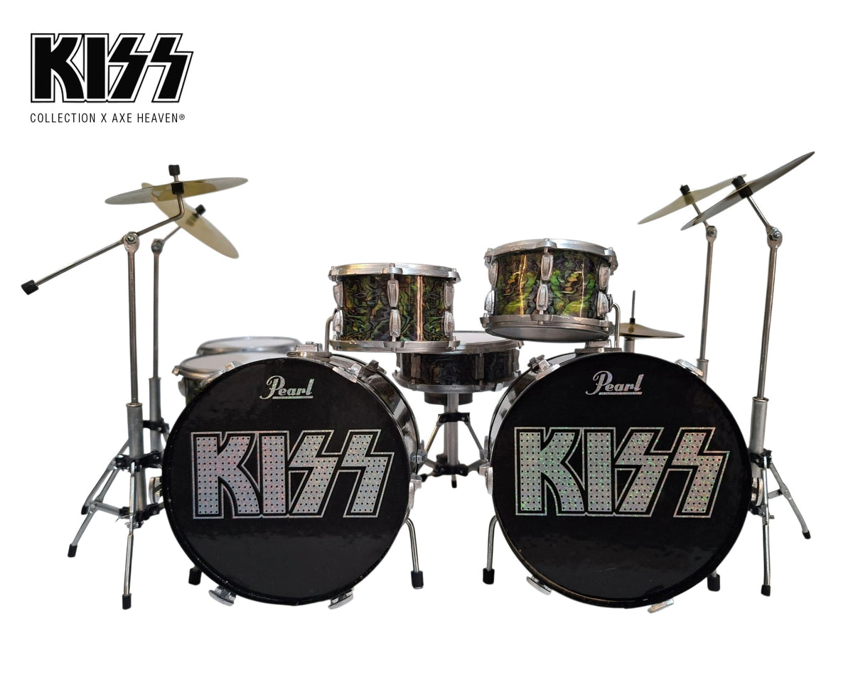 KISS® Abalone Finish Mini Double Bass Drum Set Replica Collectible - 1:4 Scale Model