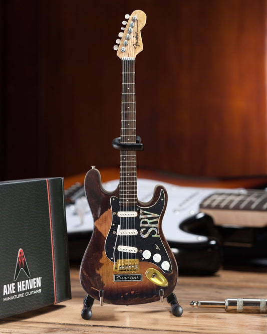 Official Stevie Ray Vaughan Distressed SRV Custom Mini Fender™ Strat™ Guitar Replica - Osadia Concept Store