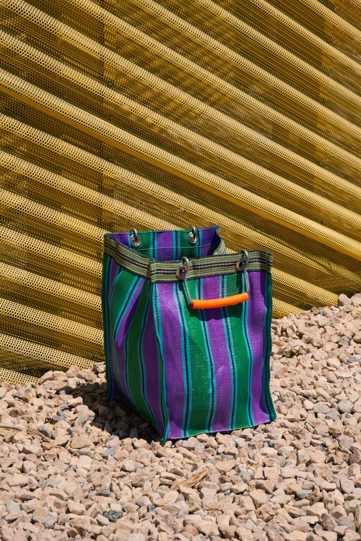 RECYCLED PLASTIC STRIPE BAG - Rectangle D30