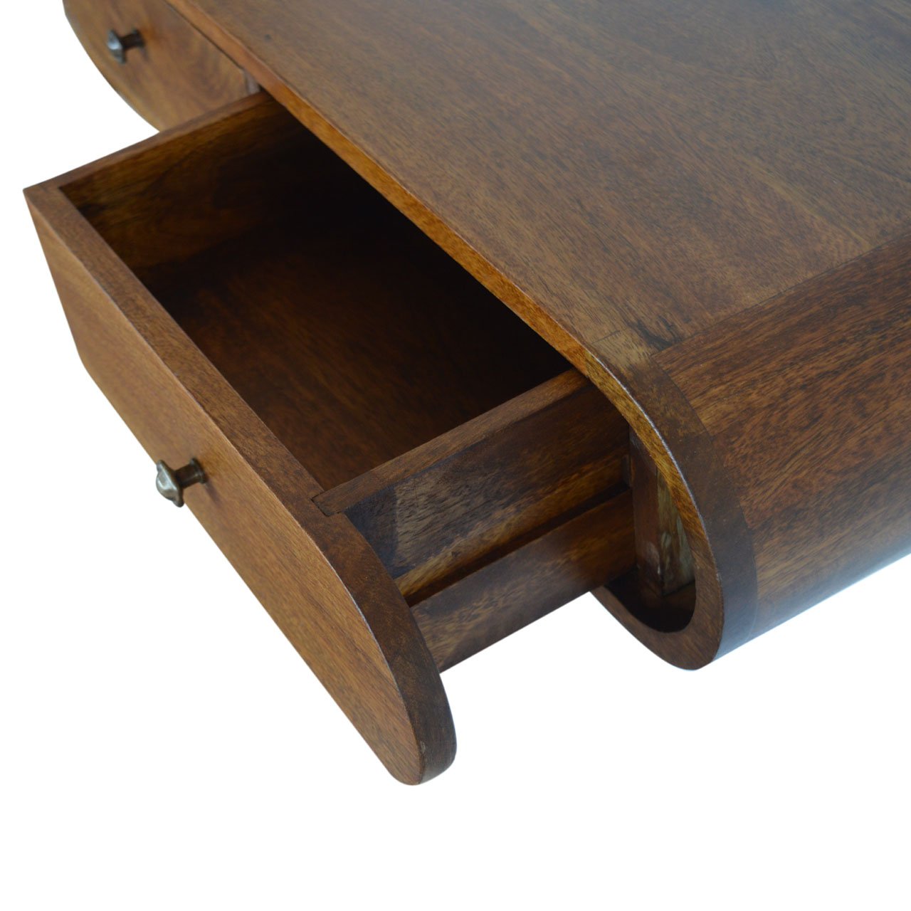 Solid Wood Floating London Console, 2-Drawers, Chestnut, Brown