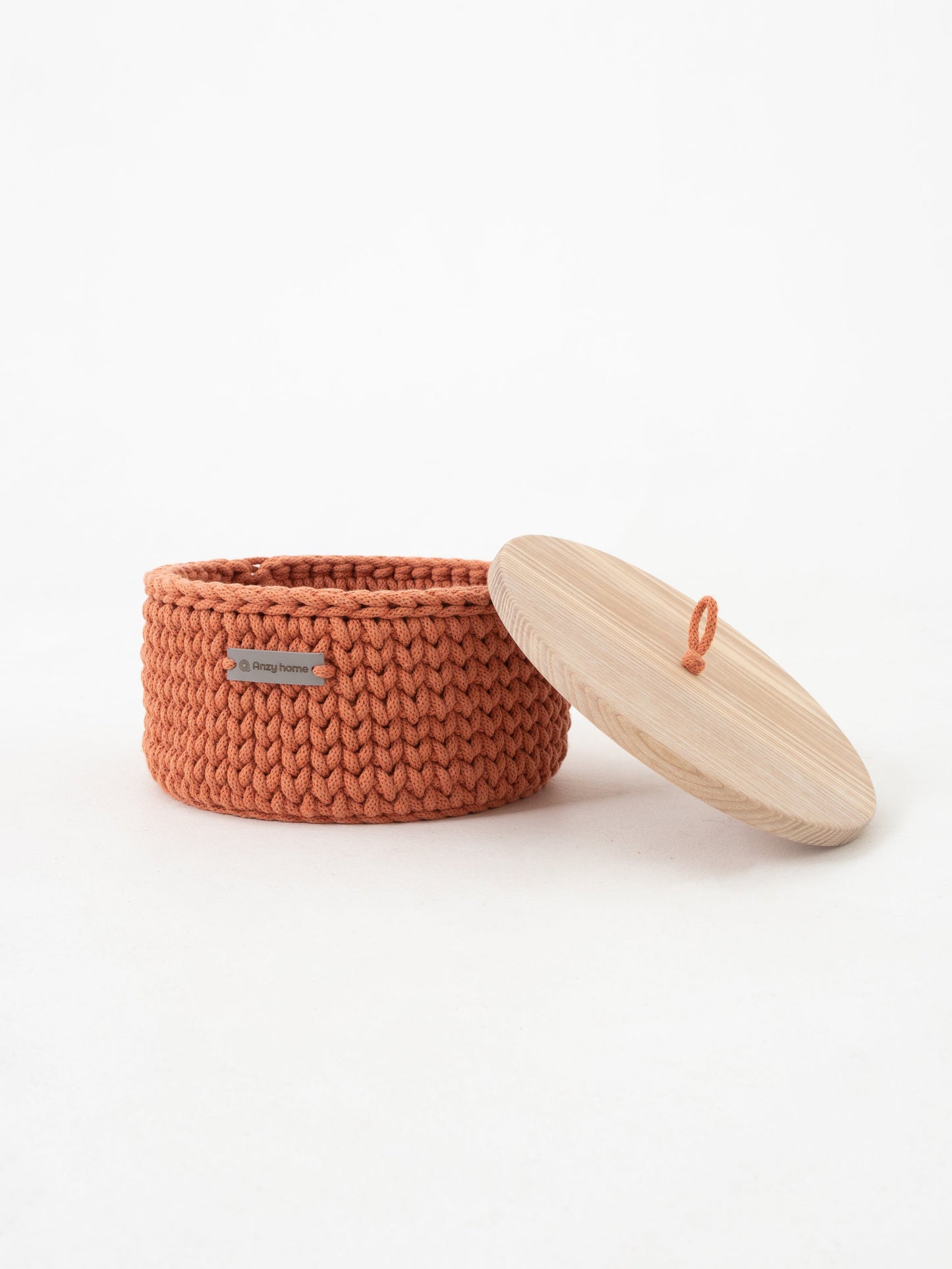 Round Storage Baskets w/ Wooden Lid