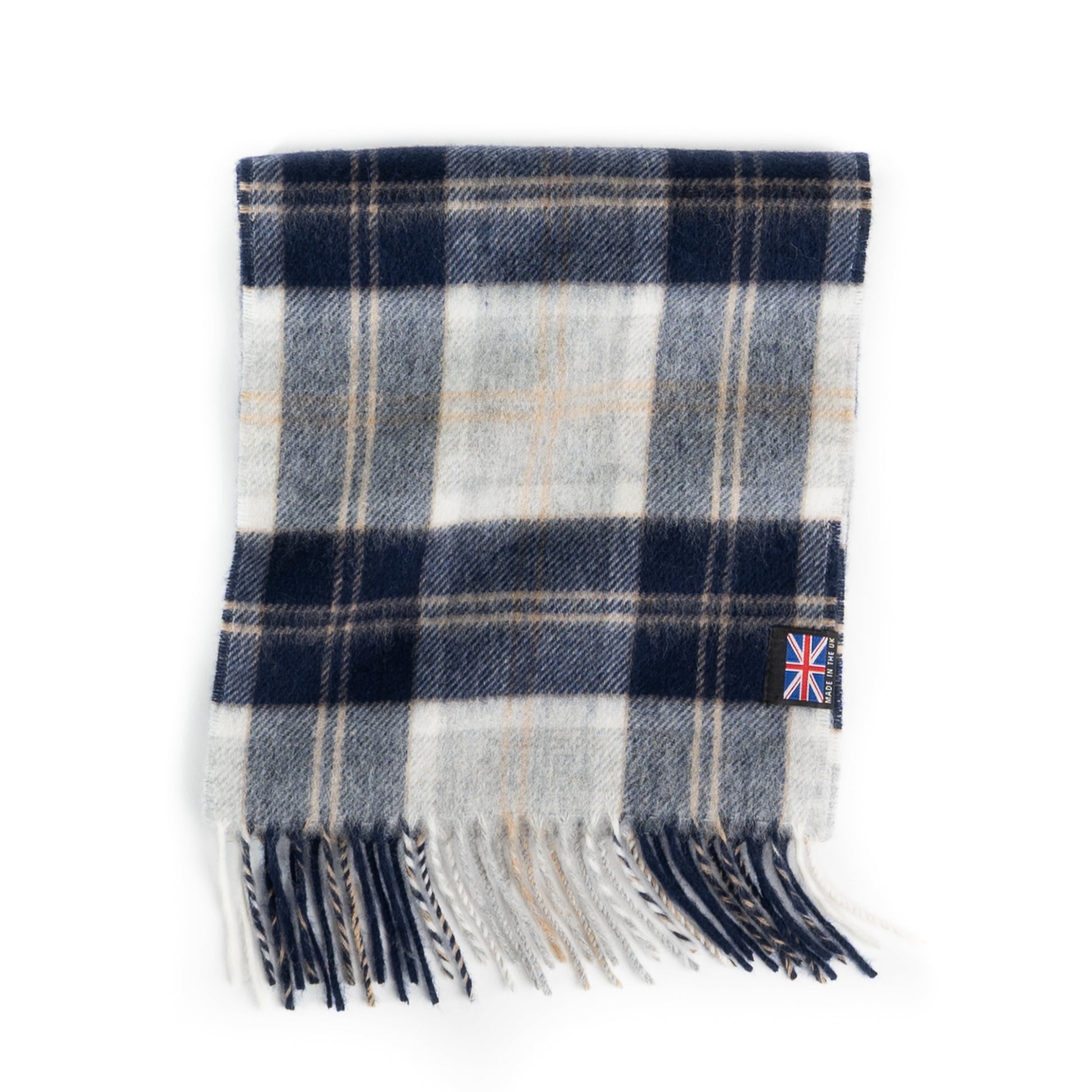 Prince of Scots Heritage Plaid Fringed Merino Wool Scarf (Stirling Silver) - Osadia Concept Store