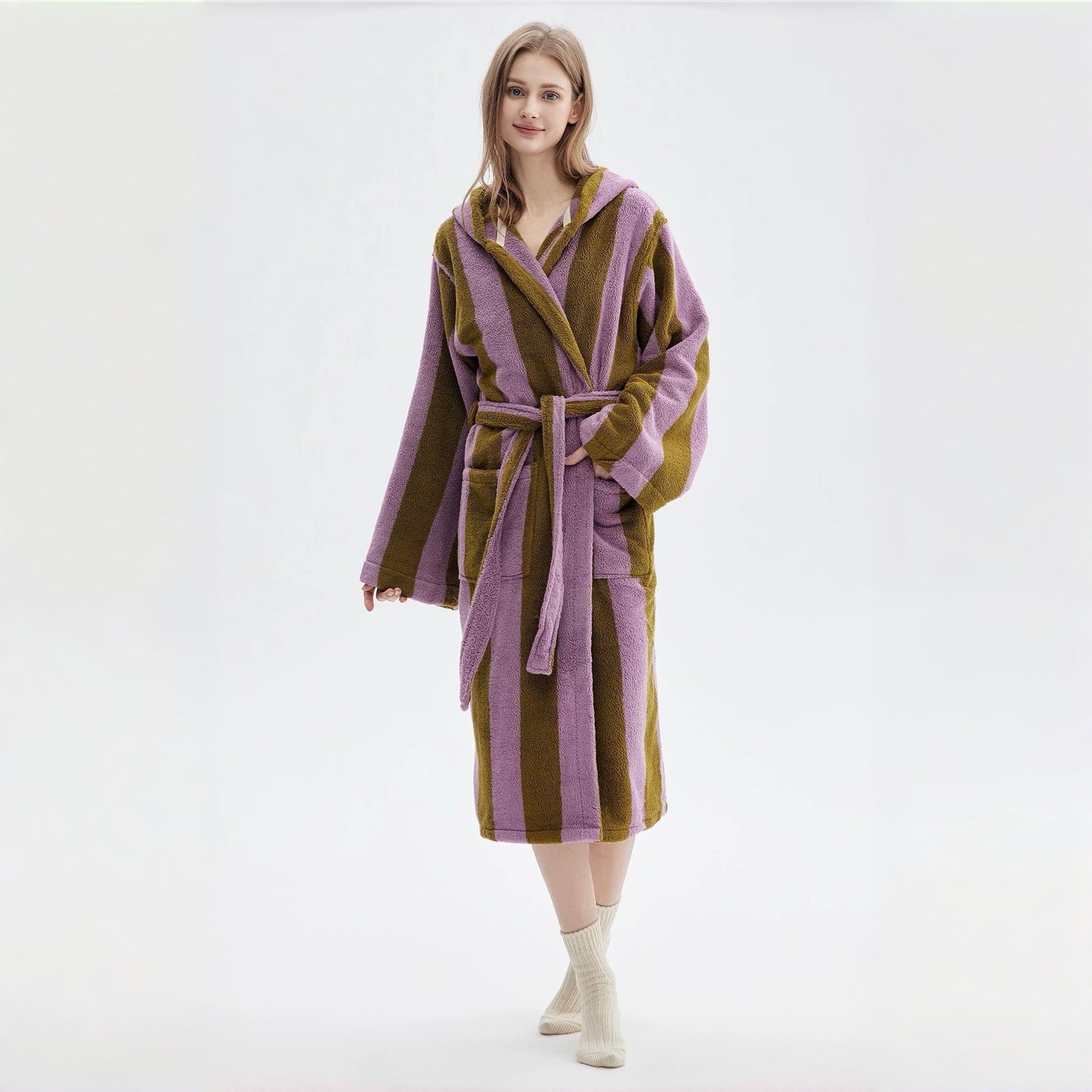 Ultra Soft Retro Whimsical Stripe Bath Robe
