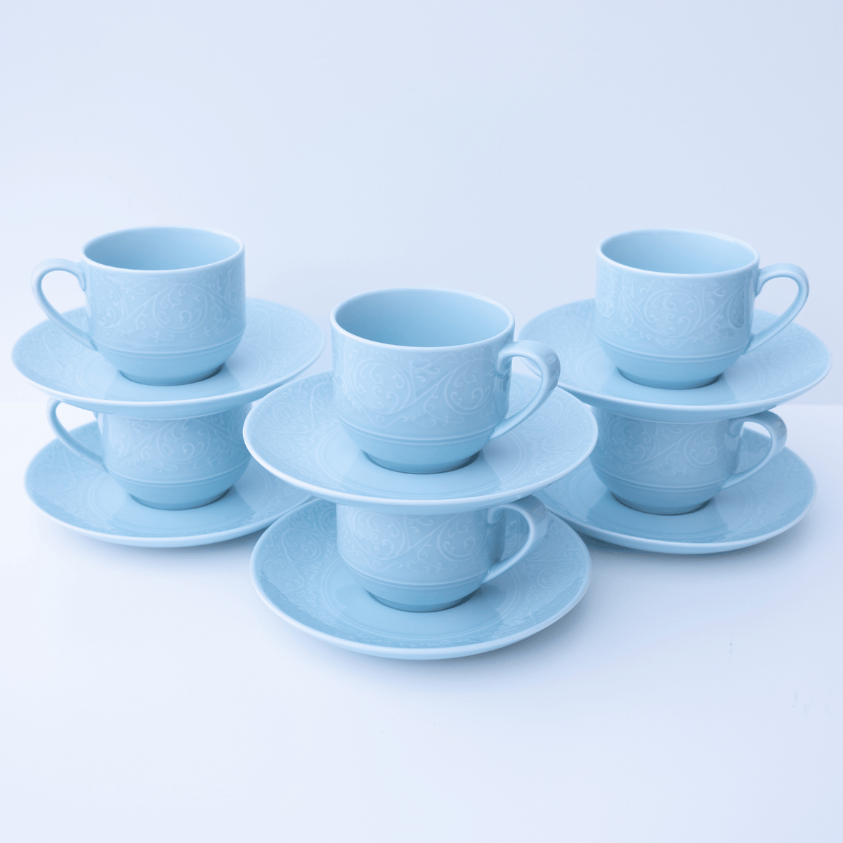 Lace Porcelain Teacups, Set of 6
