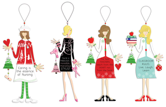 Fabulous Everyday Heroes Occupation Ornaments - Set of 4