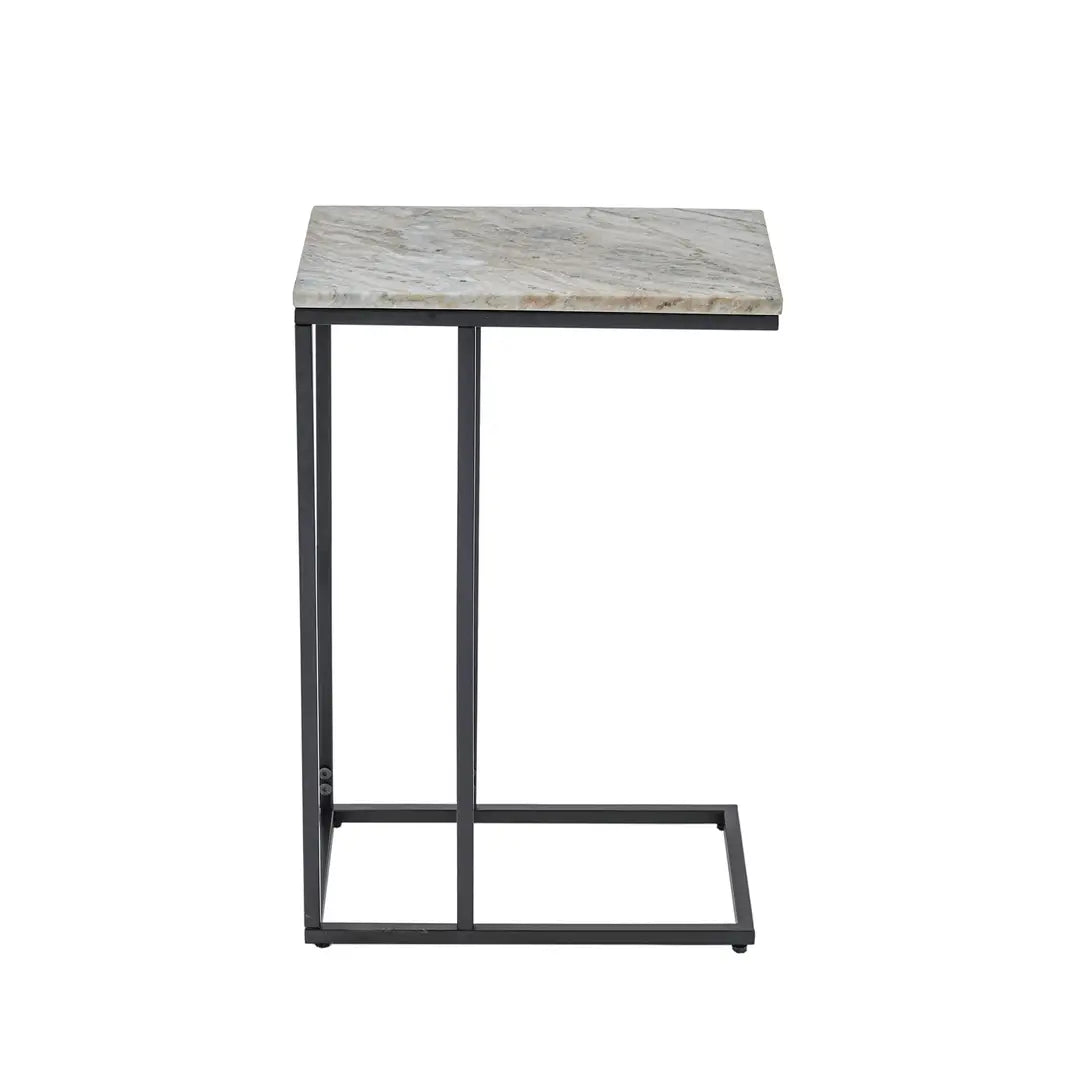 C-Shape Side Table with Marble Top