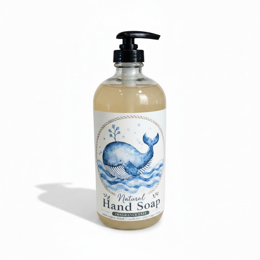 Natural Hand Soap in Glass Dispenser with Nautical Design
