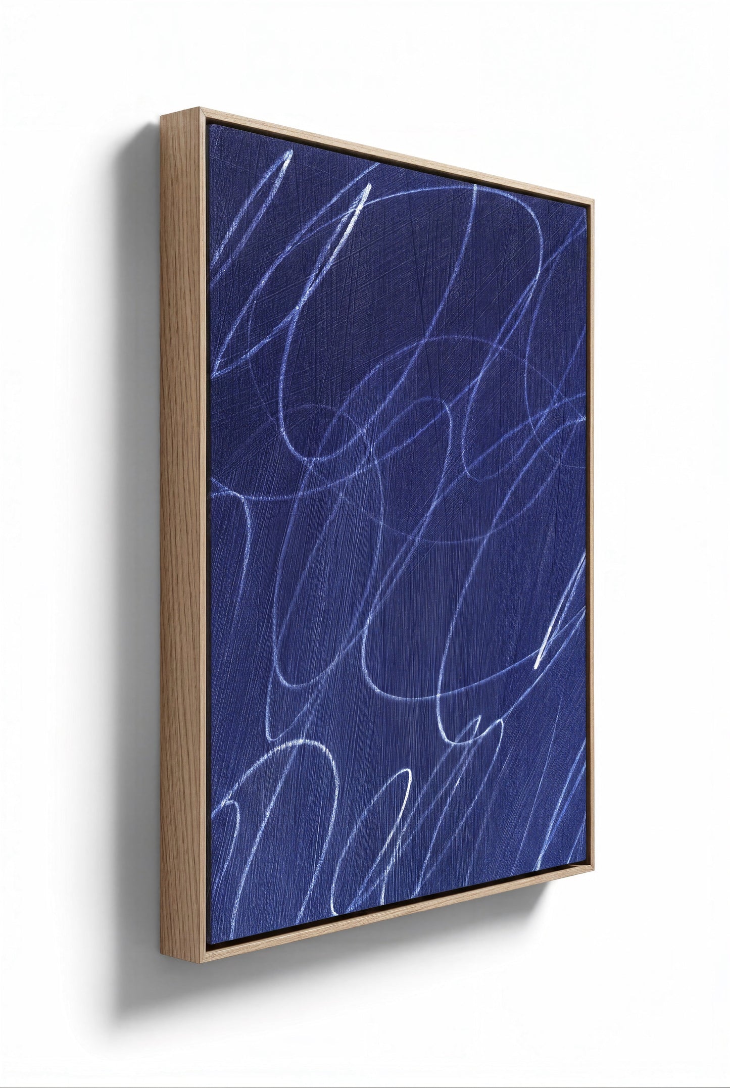 Gestural Marks in Deep Ocean Square Framed Wall Art