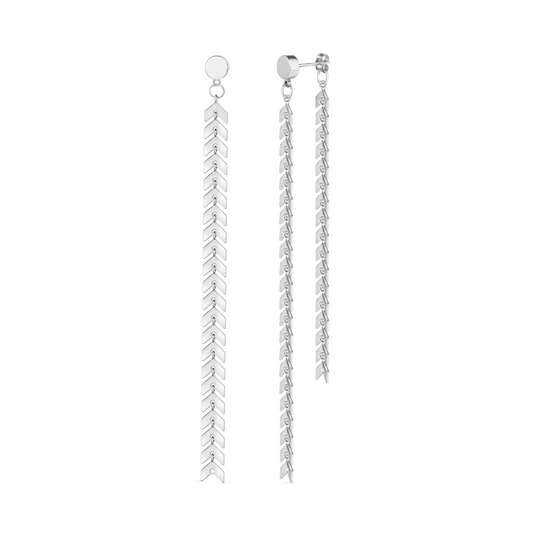 Elegante Silver Chevron Dangle Earrings