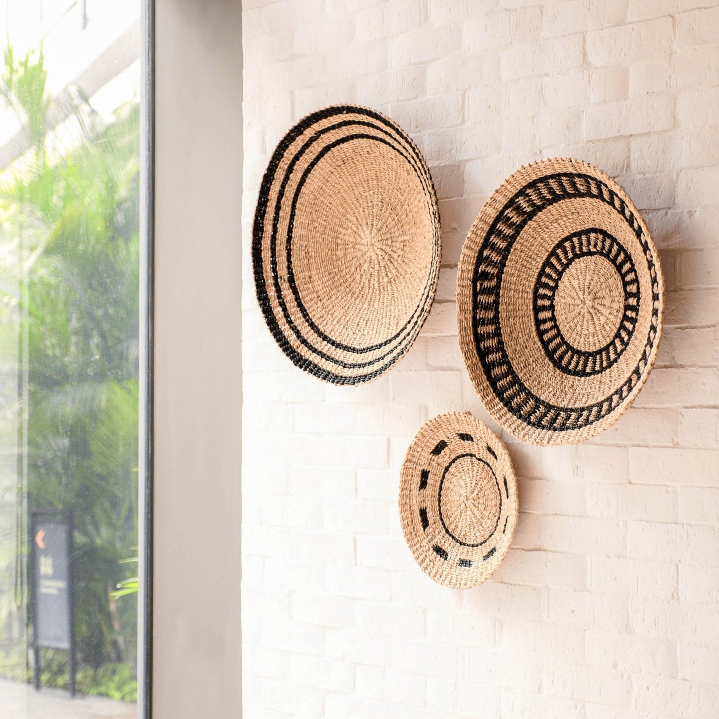 Natural + Black Wall Baskets, Medium
