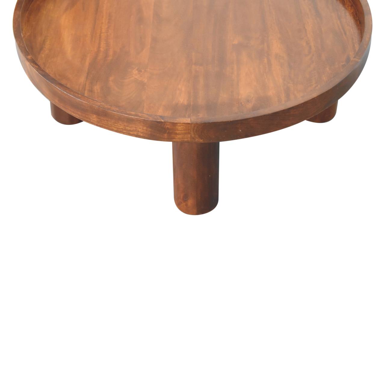 Solid Wood Crescent Coffee Table, Chestnut, Dark Brown