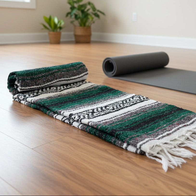 Green Mexican Falsa Yoga Blanket