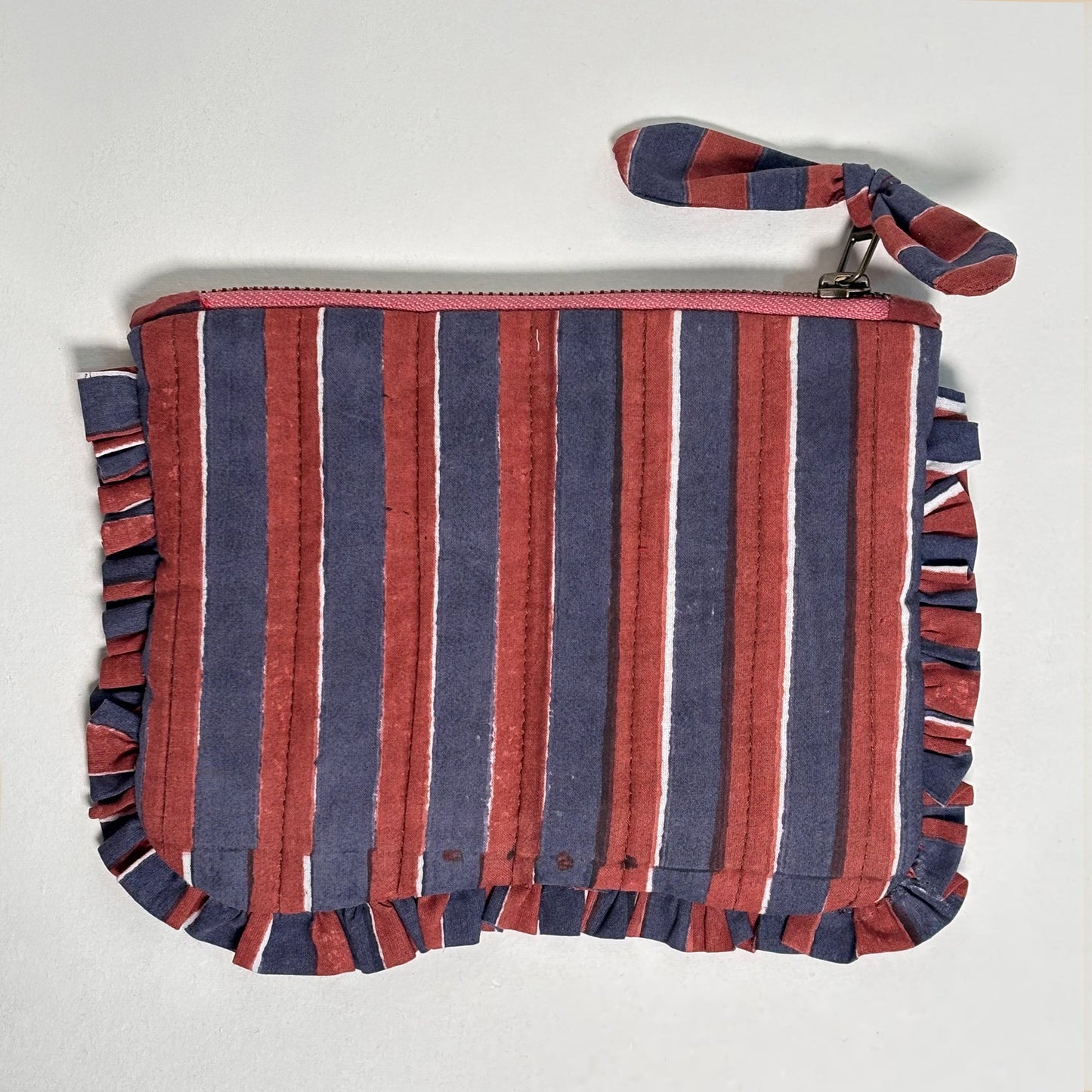 Quilted Cotton Travel Pouch with Frill Trim