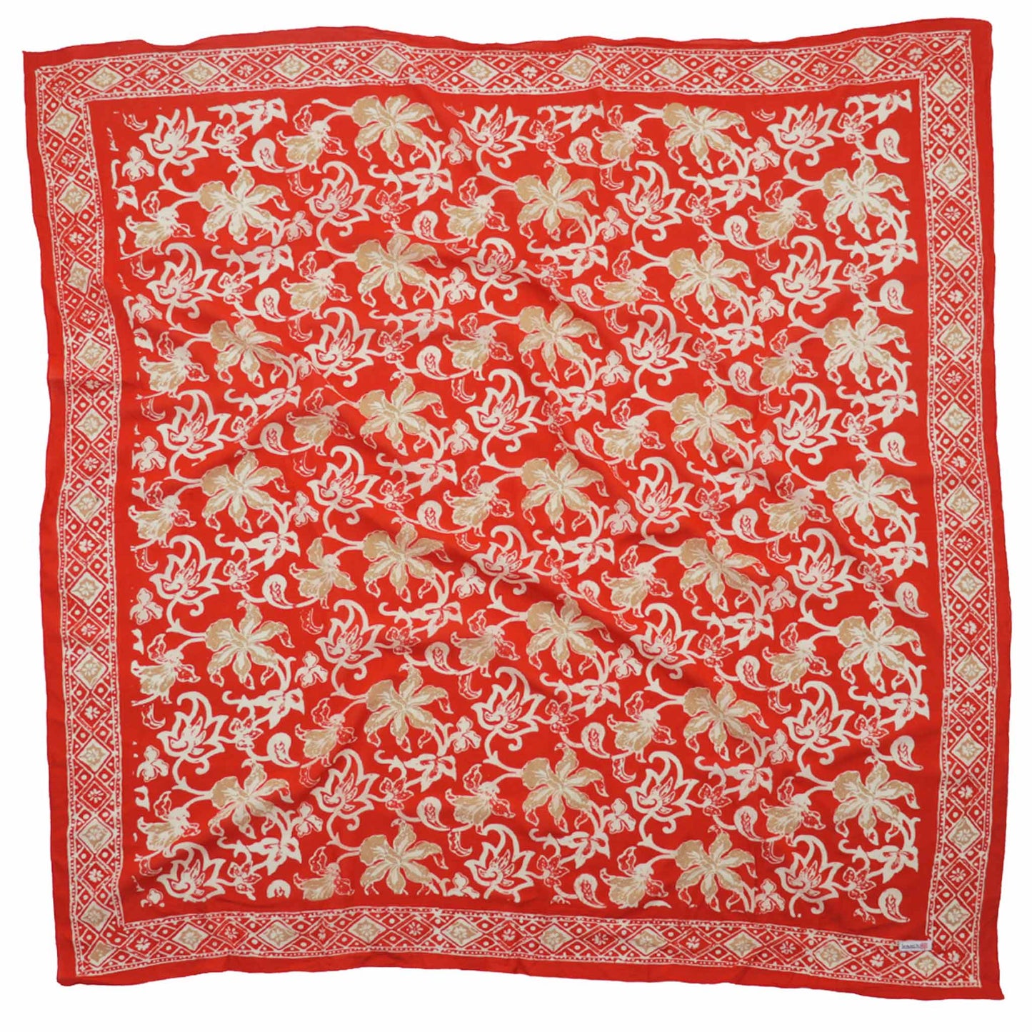 Large 39" Hand Dyed Batik Bandana, 100% Soft Cotton, Fiery Flora - Osadia Concept Store