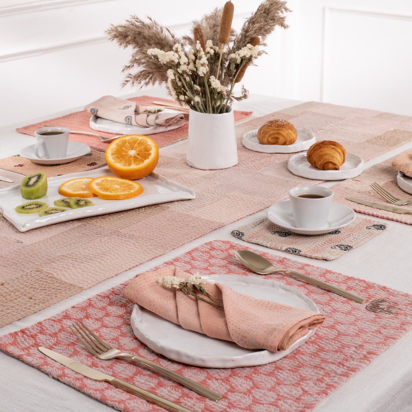 S/2 Mosaic Fray Patch Kantha Placemats