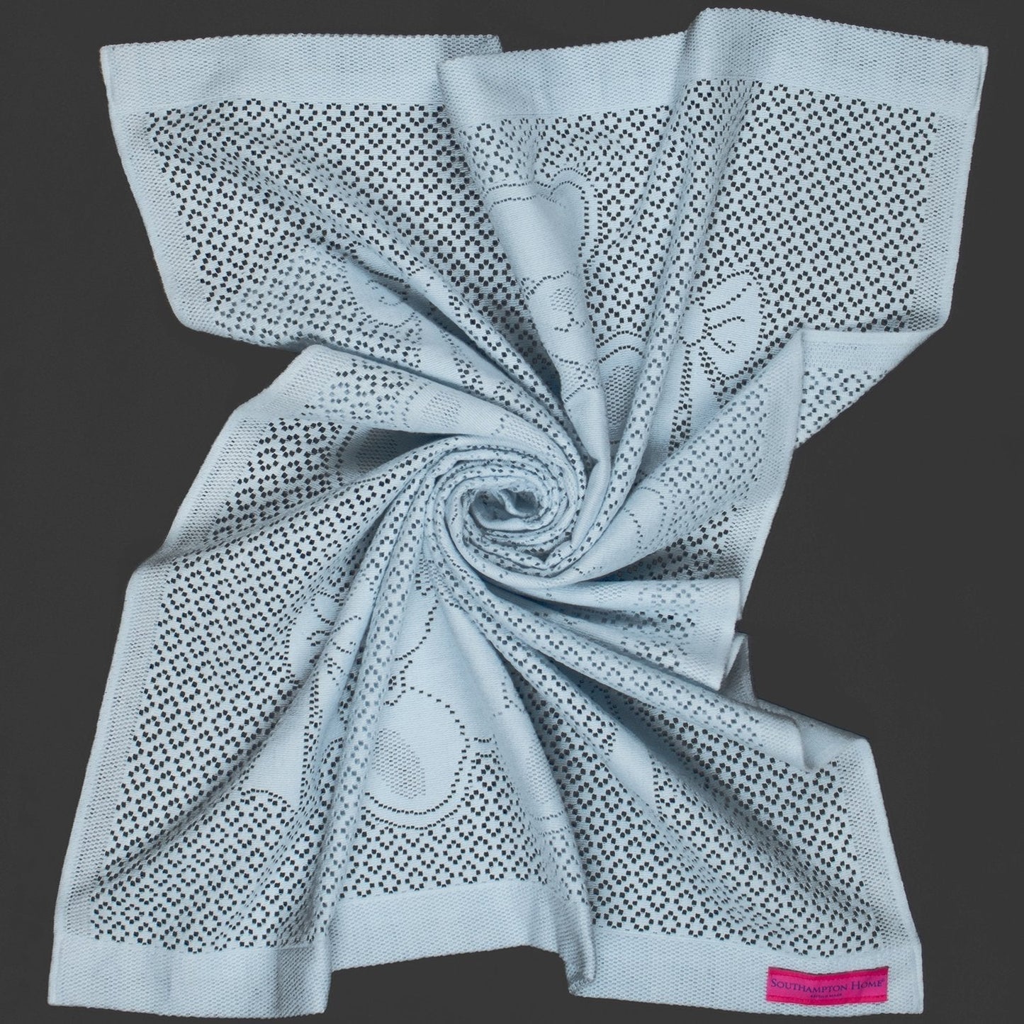 Southampton Home Lace Weave Bears & Bows Baby Blanket ~ Blue ~ - Osadia Concept Store