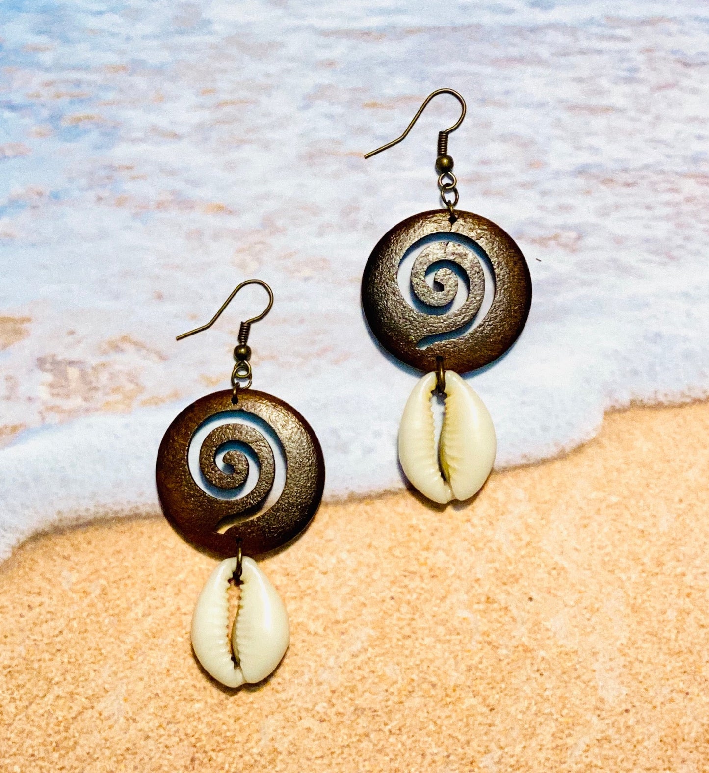 Cowrie Wooden Earrings