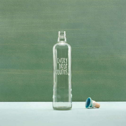 Drop Glass Water Bottle with Ceramic Stopper | Airtight Clear Bottle
