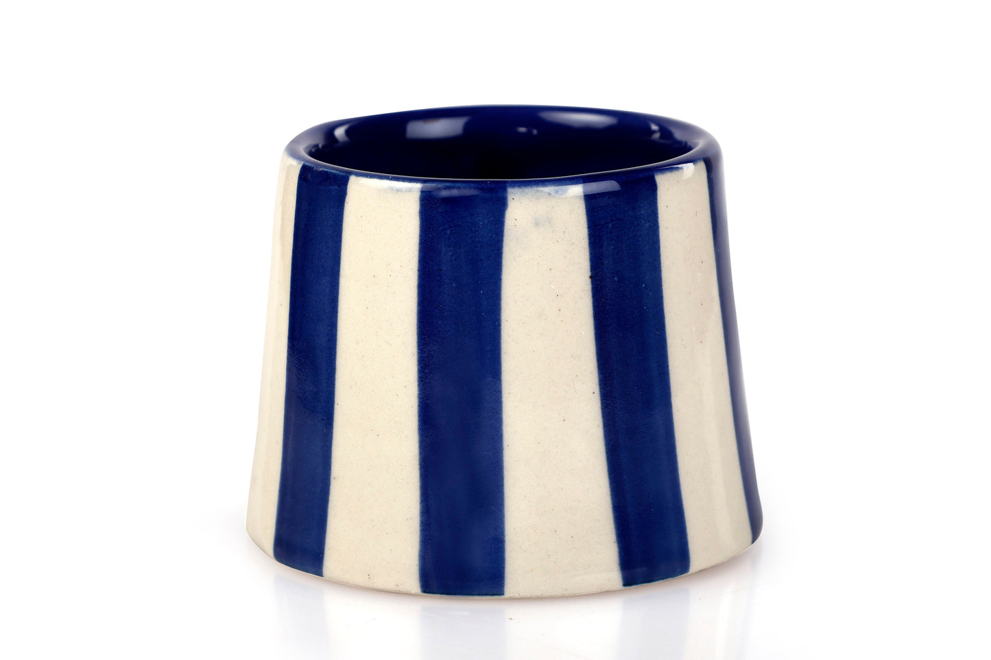 Ceramic Dark Blue Stripe  Coffee cup - 3.5 x 2.5 Inches ( Set of 2 )