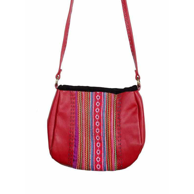 Leather Embroidered Crossbody Bag - Thailand