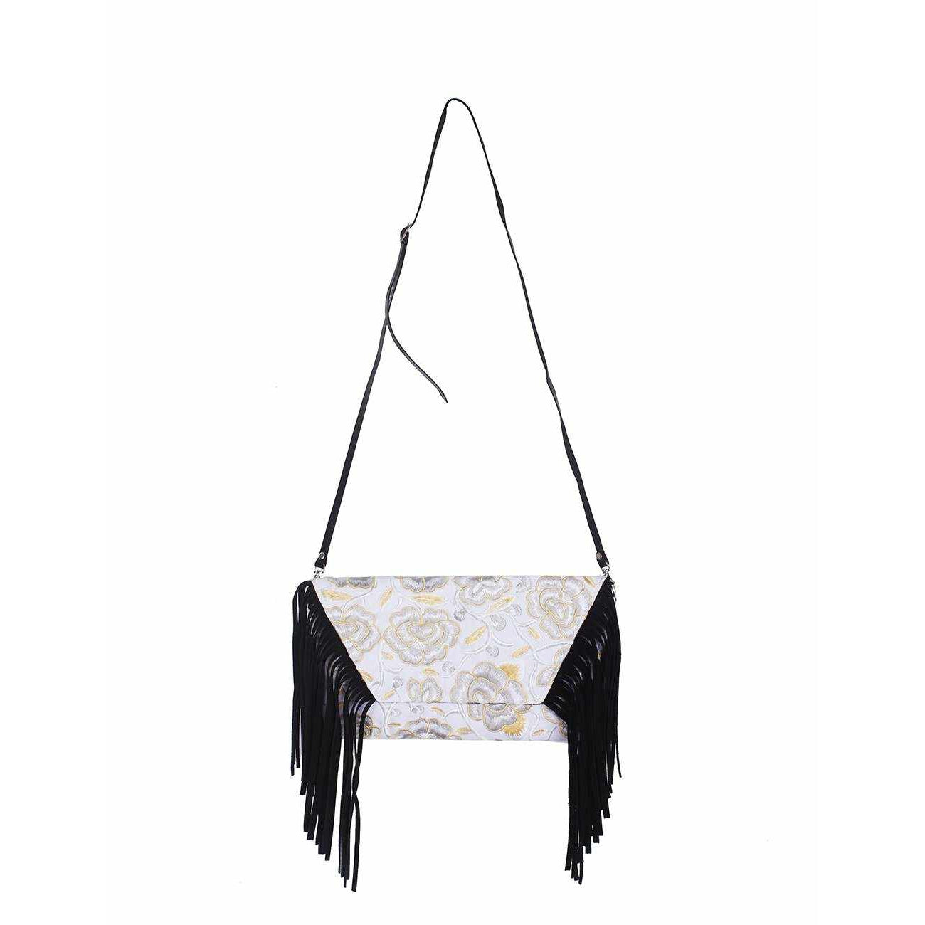 Boho Tribal Crossbody Embroidered Fringe Envelope Bag - Thailand