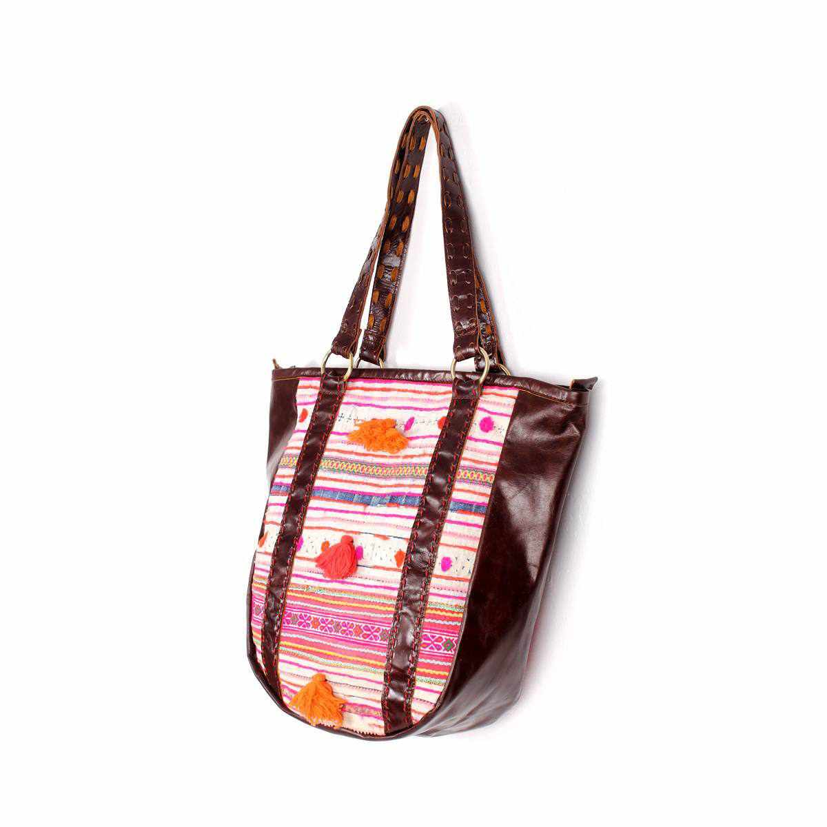 Hmong Heritage Embroidered Leather Purse - Thailand