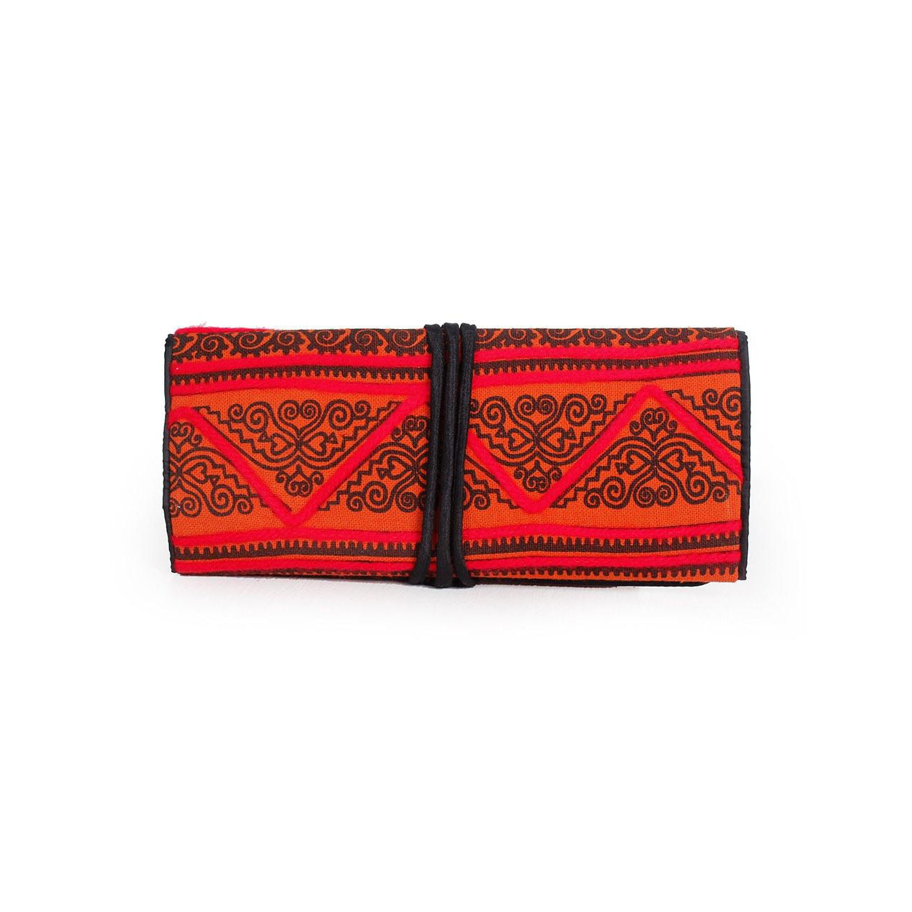Geometric Hmong Foldover Yarn Piped Wallet - Thailand