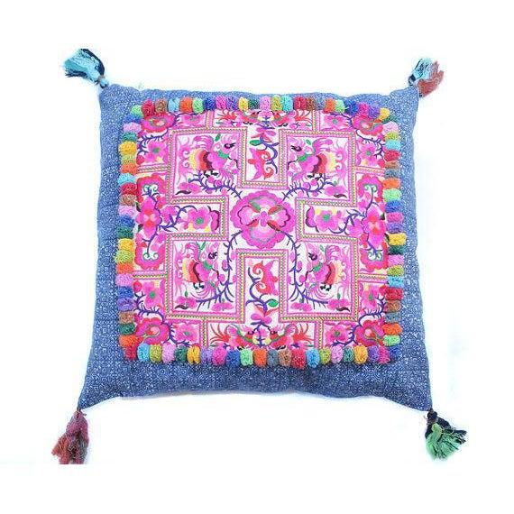Batik Printed Embroidery Fabric Geometric Cushion- Thailand