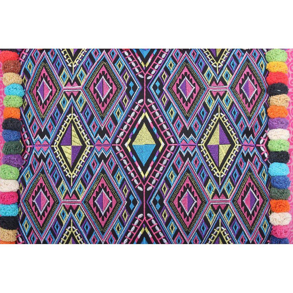 Batik Printed Embroidery Fabric Geometric Cushion- Thailand
