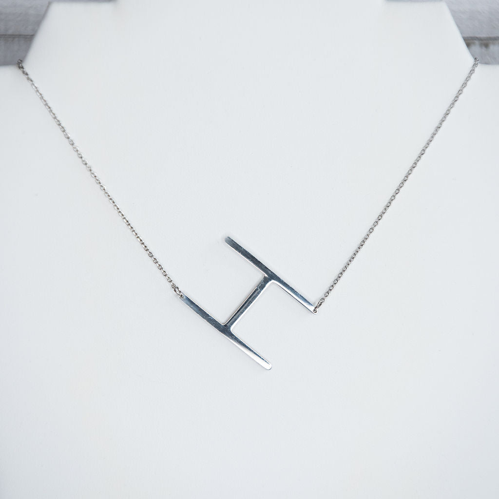 Large Letter / Initial Necklace In Silver