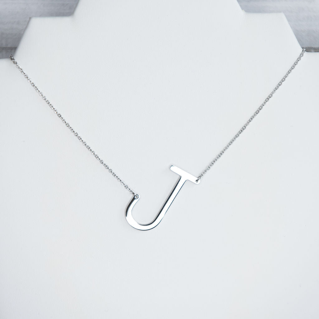 Large Letter / Initial Necklace In Silver