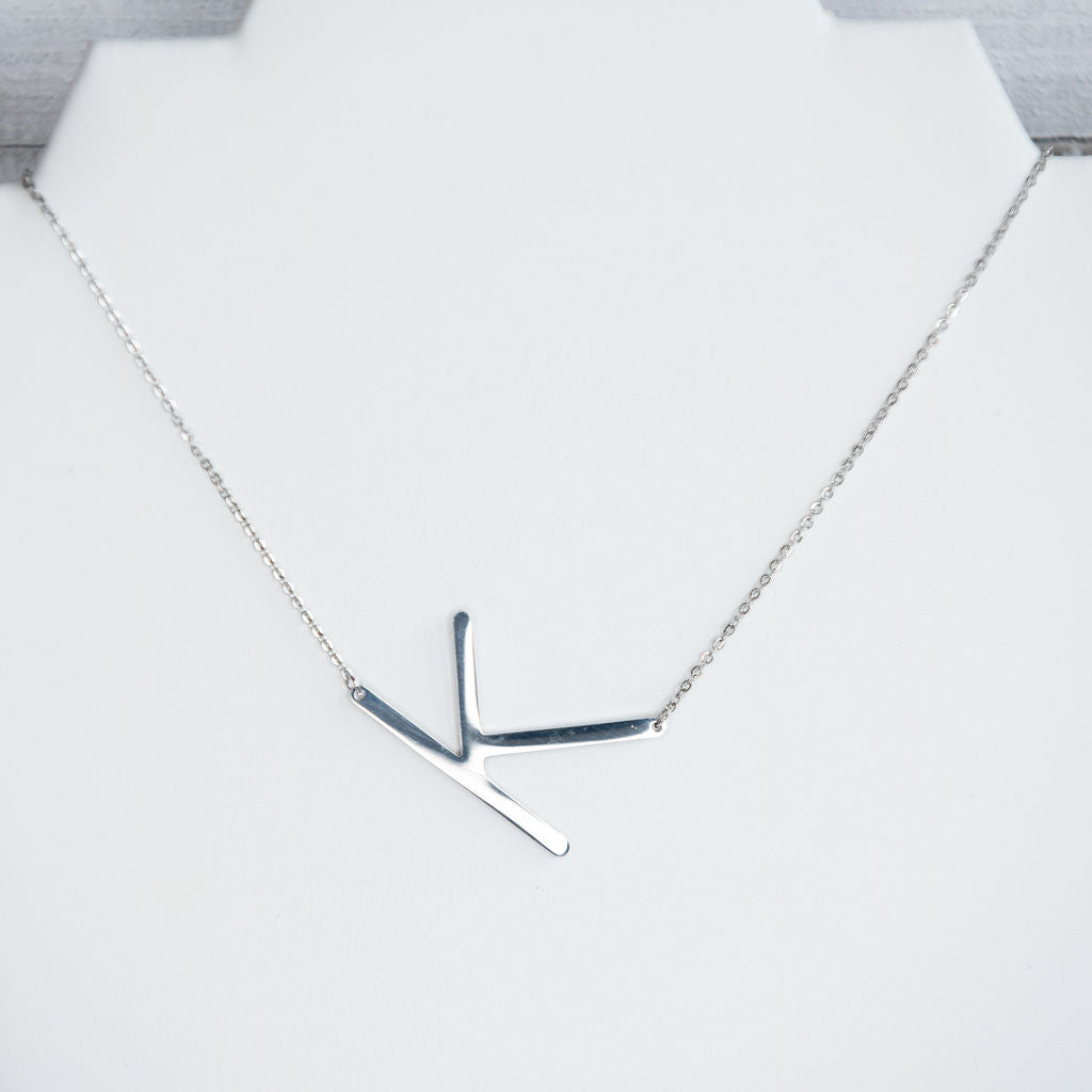 Large Letter / Initial Necklace In Silver