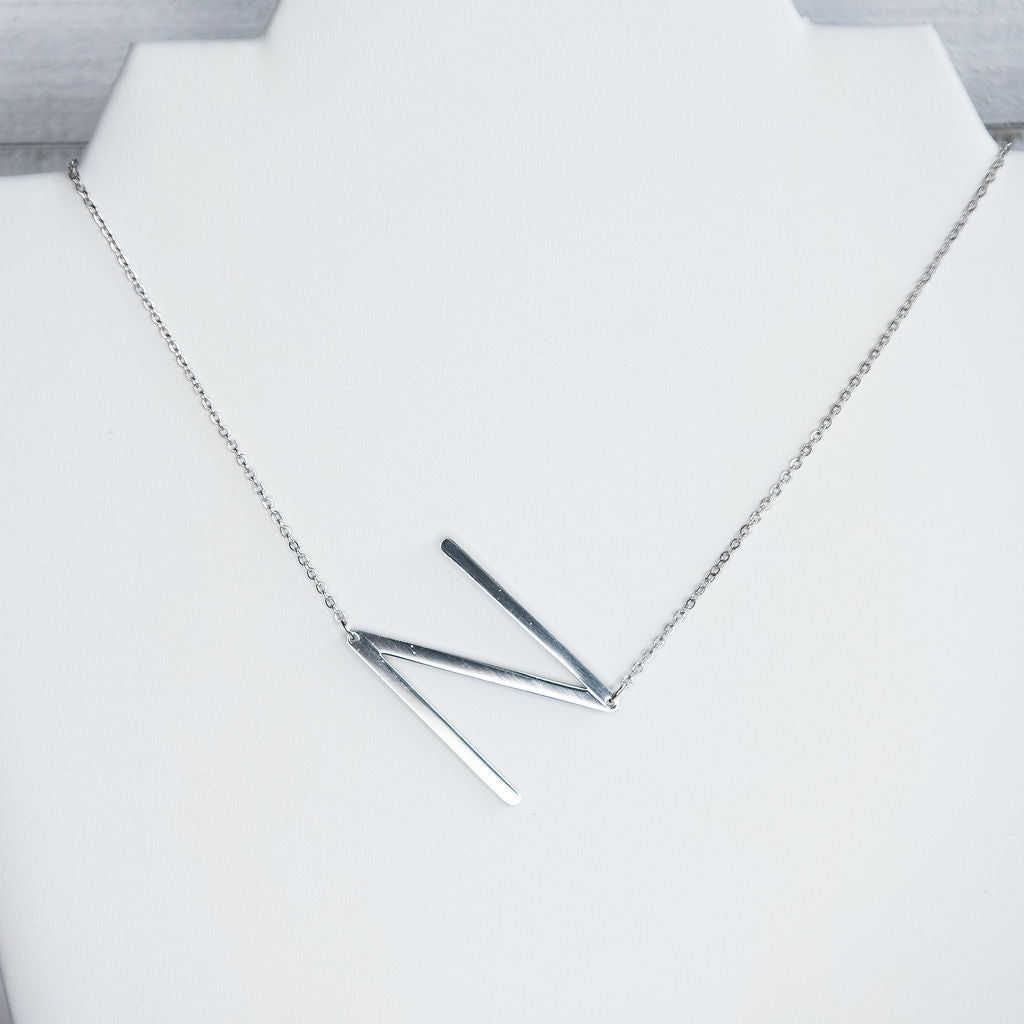 Large Letter / Initial Necklace In Silver