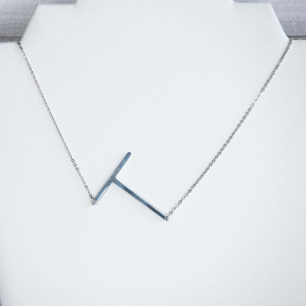 Large Letter / Initial Necklace In Silver