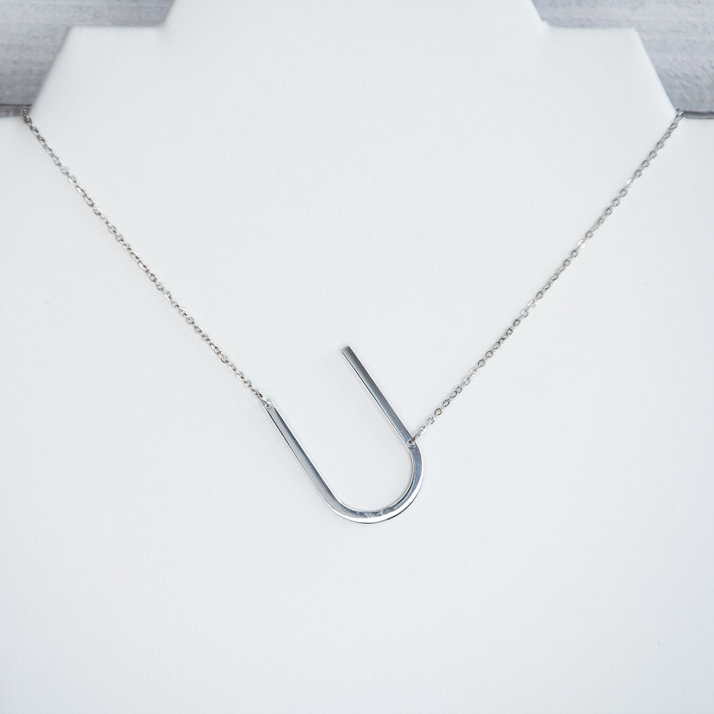 Large Letter / Initial Necklace In Silver