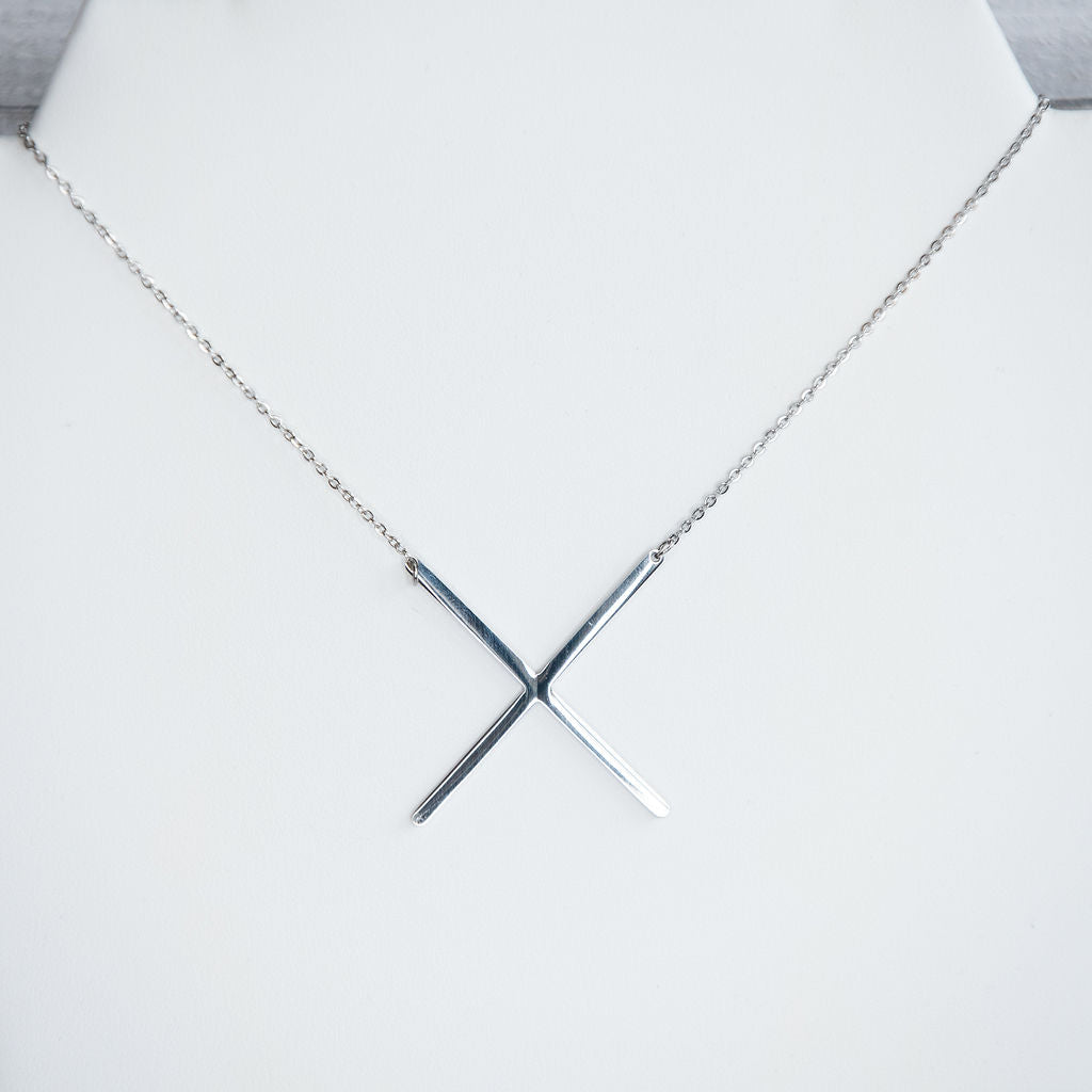 Large Letter / Initial Necklace In Silver