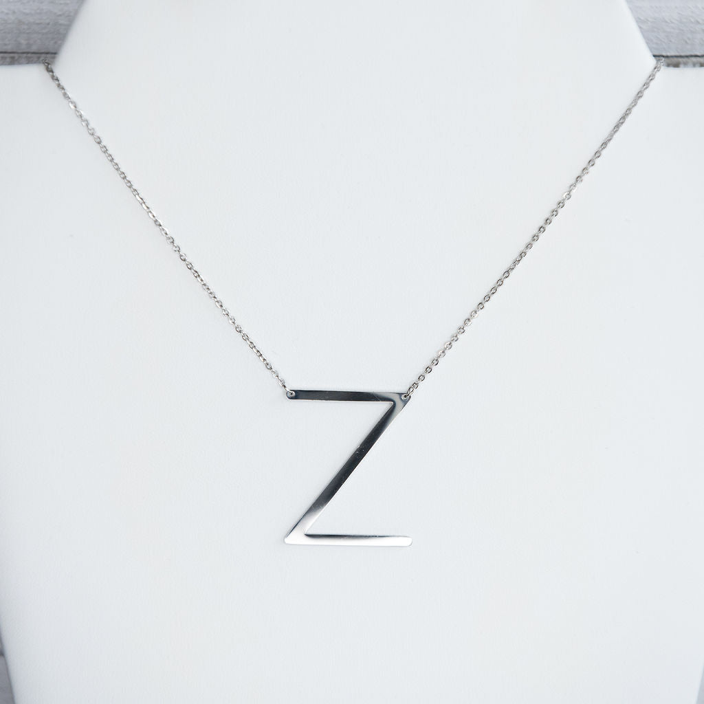 Large Letter / Initial Necklace In Silver