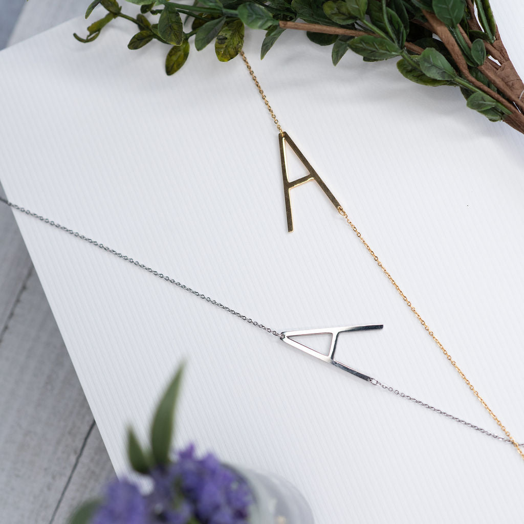 Large Letter / Initial Necklace In Silver