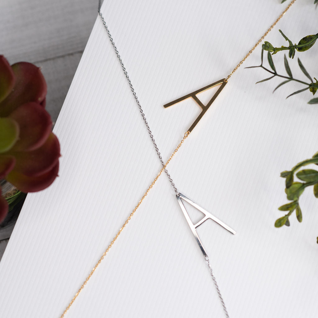 Large Letter / Initial Necklace In Silver