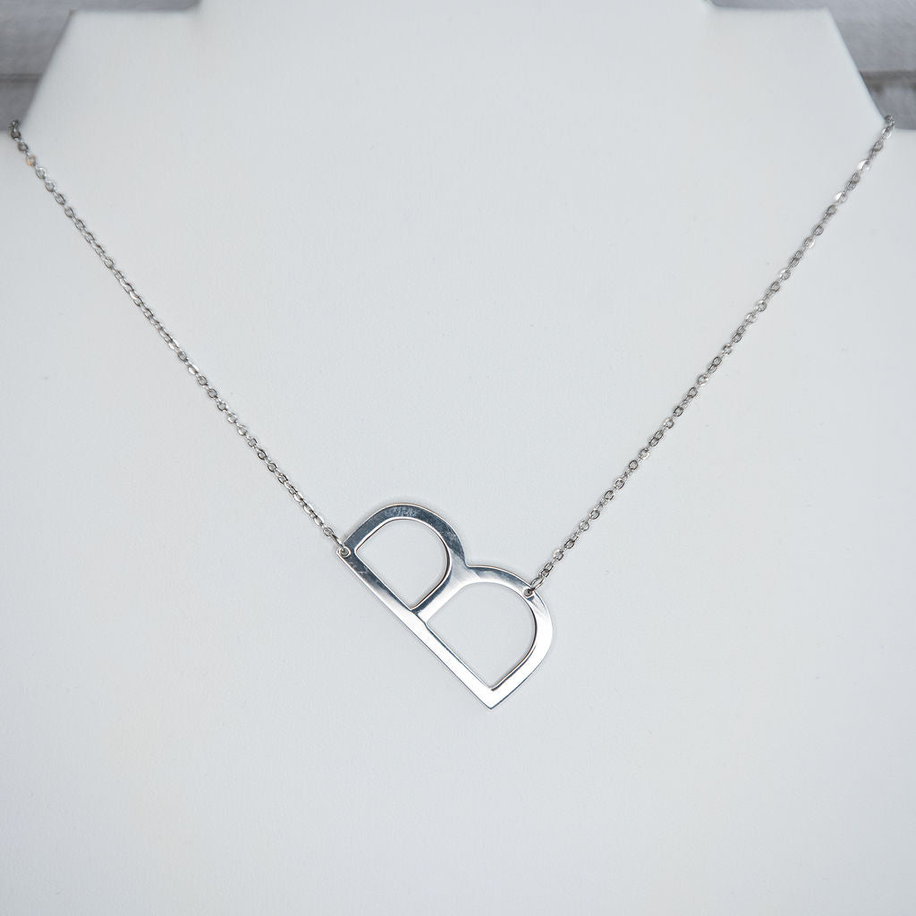 Large Letter / Initial Necklace In Silver