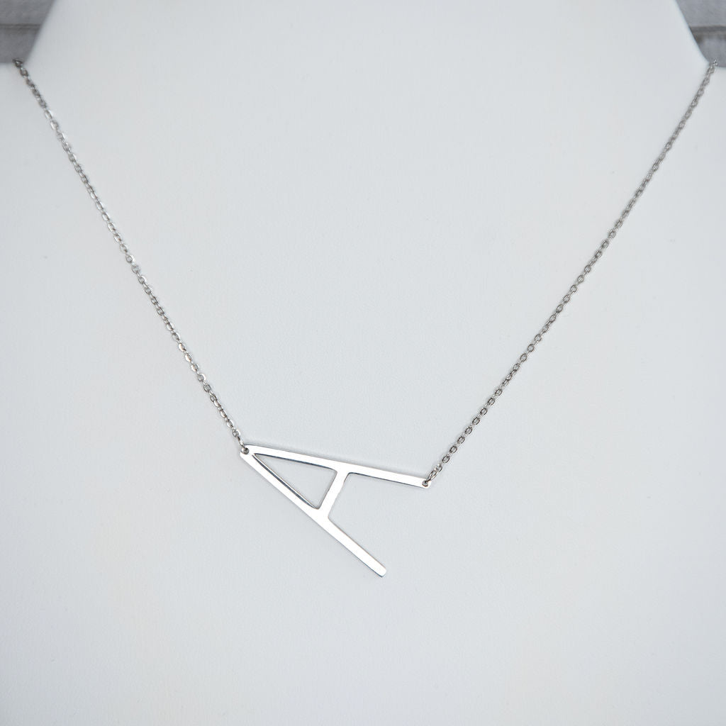Large Letter / Initial Necklace In Silver