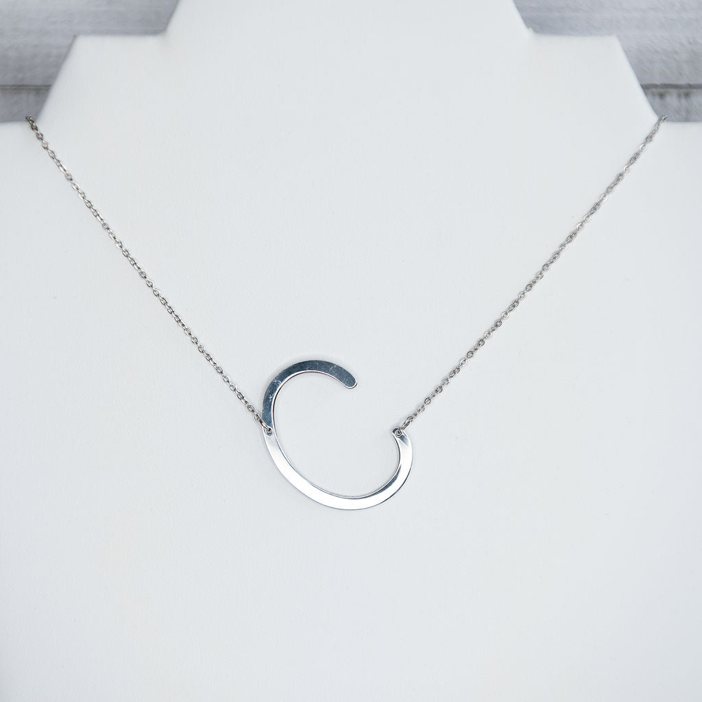 Large Letter / Initial Necklace In Silver