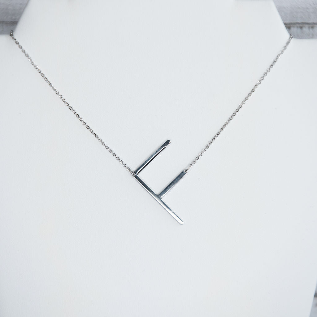 Large Letter / Initial Necklace In Silver