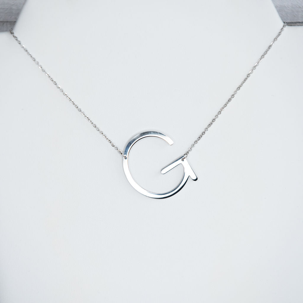 Large Letter / Initial Necklace In Silver