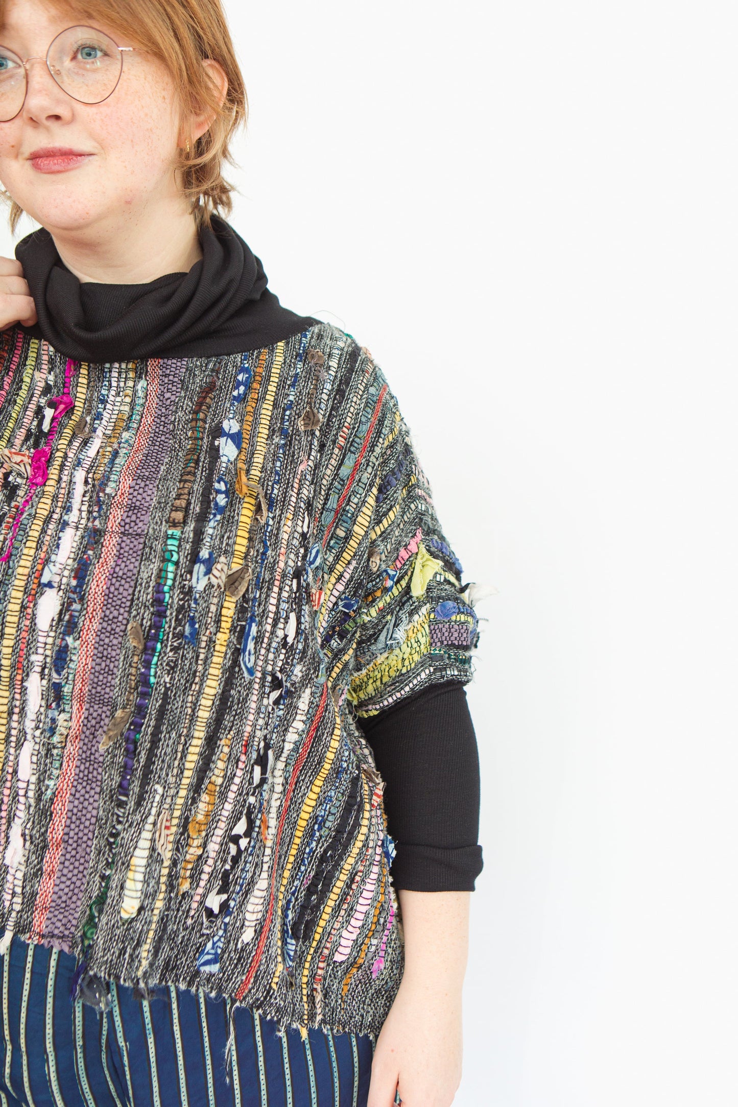 Studio-Woven & Bamboo Rib Cowl Sweater